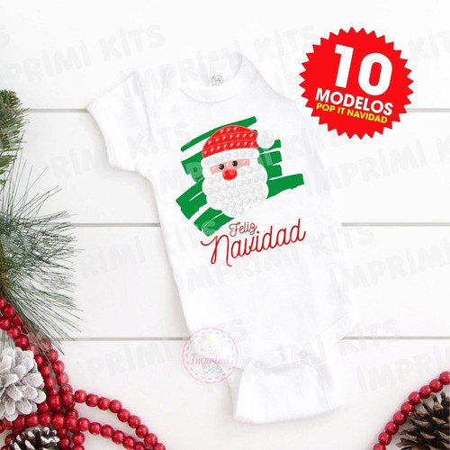 Plantillas Bodys Pop It Navidad Bebés Remeras Diseños #7 1