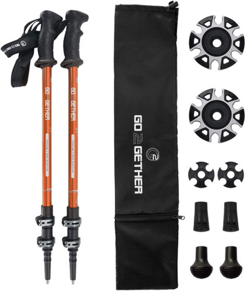 Bastones De Trekking Telescopico Con Accesorios - Naranja 0