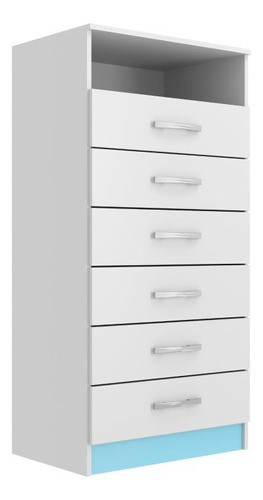 Cômoda Rack 6 Gavetas 1 Nicho Maxi Branco/azul 0