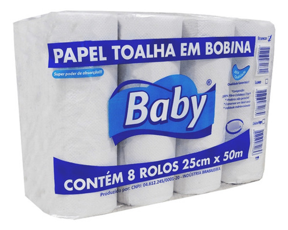 Papel Toalha Bobina Branco 8x50m Baby 0 Papel Toalha Bobina Branco 8x50m Baby 0