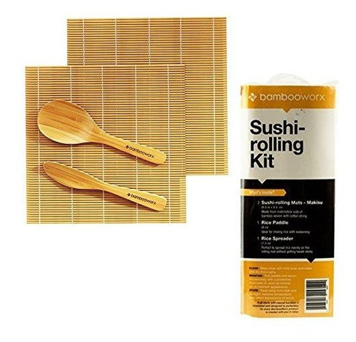 Bambooworx Sushi Making Kit  Incluye 2 Rolling Mats De Sushi 0