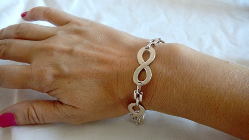 Pulsera De Plata Con 3 Infinitos Cadena Panter 0