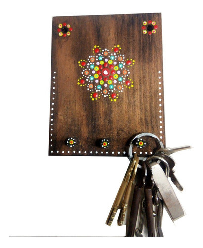 Porta Llaveros De Pared 3 Ganchos En Madera 0