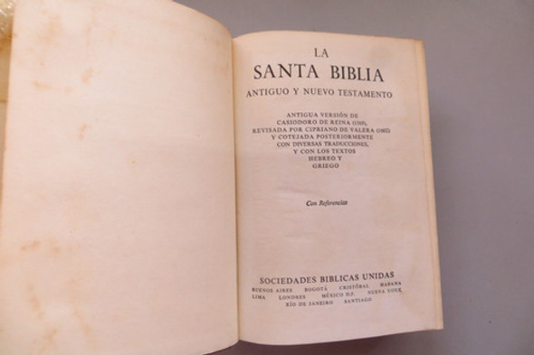La Santa Biblia Antiguo Y Nuevo Testamento Soc Biblicas U. 1
