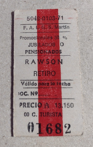 Boleto De Tren De Estación Rawson Clase Turista 0