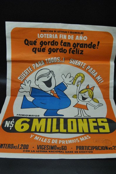 Antiguo Afiche Publicidad Papel Loteria 1976 Vintage Afe 1