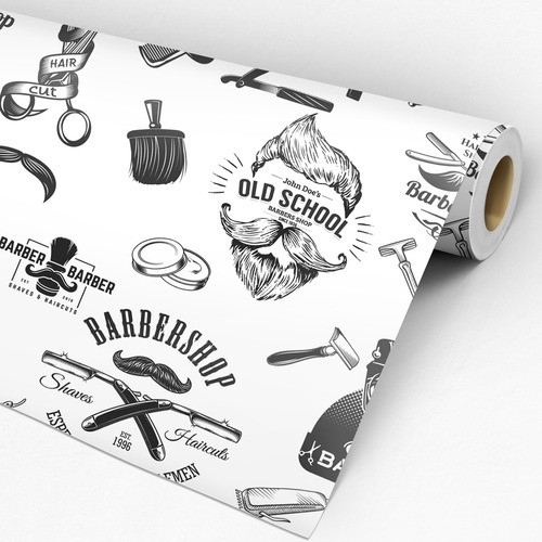 Papel Adesivo Vintage Barbearia Cabeleireiro 3,0mts + Brinde 0