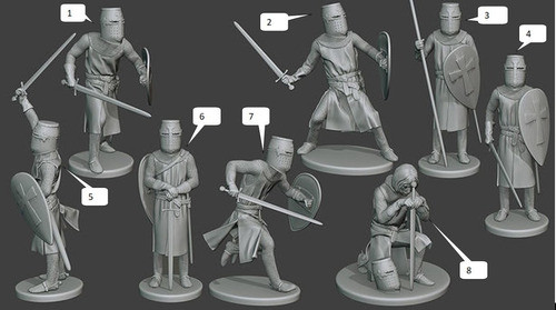 Caballero Templario Medieval, Escala 1/16, Color Blanco 1