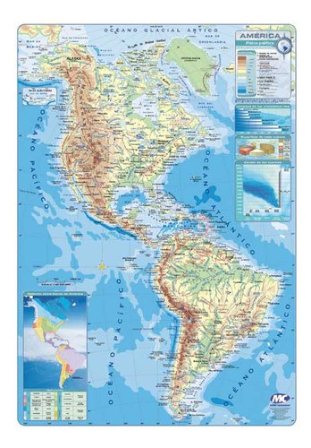 Cont Americano (físico/político) N°6 (35x50cm) X 3 Unidades 0