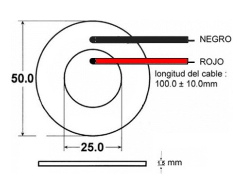 Piezo Electrico 50mm Con Cable, Buzzer, Transductor, Sensor 1