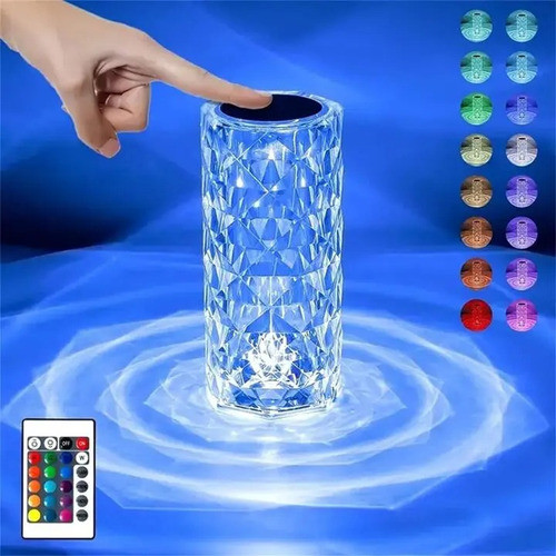 Lámpara Cristal Rgb 16 Colores Recargable Con Control Táctil 1