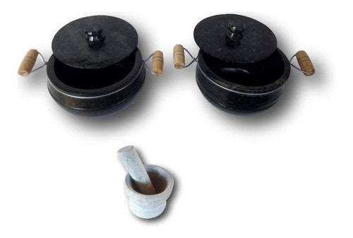 Kit De 2 Panelas De Pedra E 1 Pilão 0