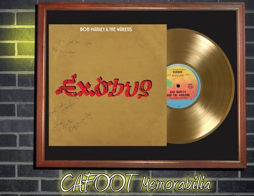 Bob Marley Exodus Tapa Lp Firmada Y Disco Oro En Cuadro 0
