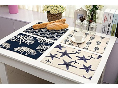 Hacaso Ocean Creatures Pattern Manteles De Lino De Algodon 1
