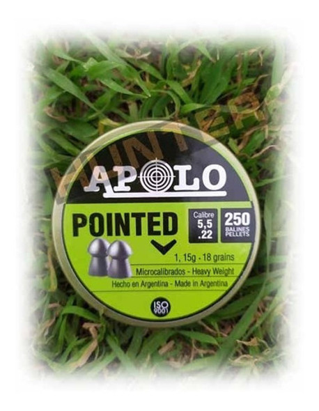 Balines Cal 5,5 Apolo Pointed Lata X 250 Unid. Premium 1