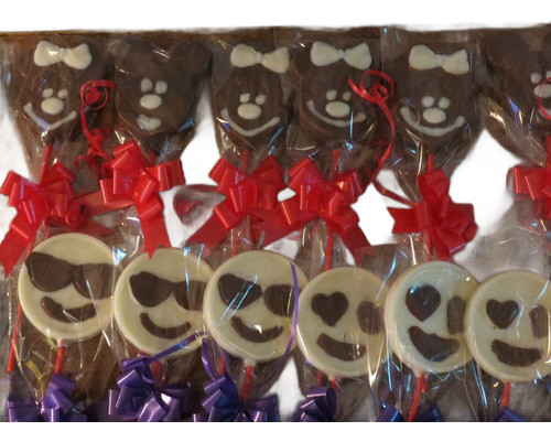 Chupetines Emojis De Chocolate Por 12 Unidades 0
