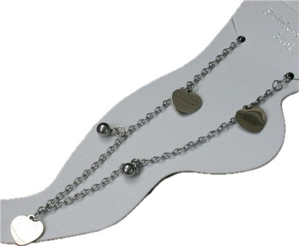Pulsera O Tobillera Acero Quirurjico Luli Bolas Corazon Dije 0