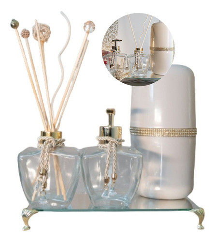 Kit Lavabo Estrela Luxo Difusor E Saboneteira C/ Bandej K216 0
