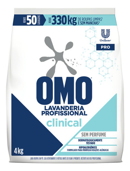 Lava Roupas Em Pó Clinical Sem Perfume 4kg Omo 0