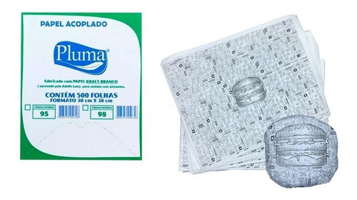 500 Unidades De Papel Acoplado  Lanche/hambúrguer 30x38cm 0