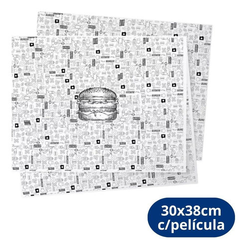 500 Unidades De Papel Acoplado  Lanche/hambúrguer 30x38cm 1