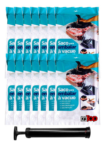 Kit 14 Saco A Vácuo 70x110 Cm + Bomba Viagem Roupas Edredom 0