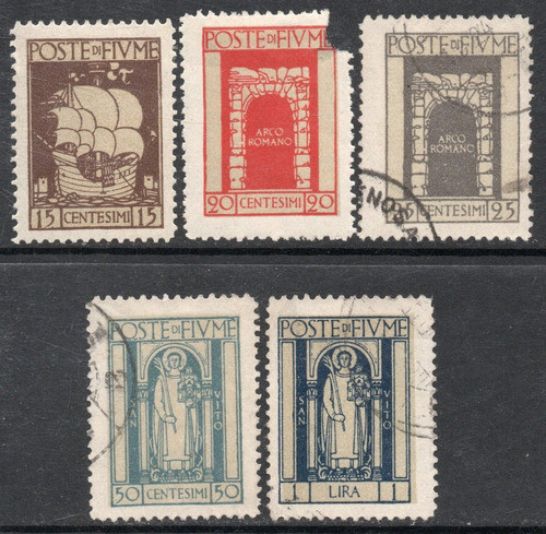 Fiume (italia) 9 Sellos Galeón = Arco Romano = Vitus 1923 0