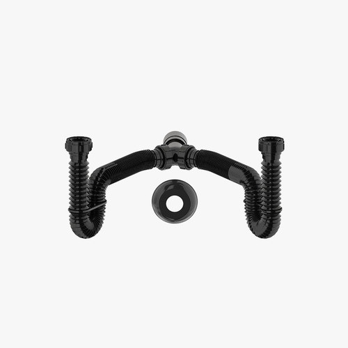 Kit3pçs-sifão Sanfonado Tubo Extensivo Duplo Preto 1