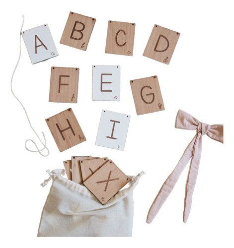 Kit Juego Abecedario Montessori Madera Interactivo Aprender 0