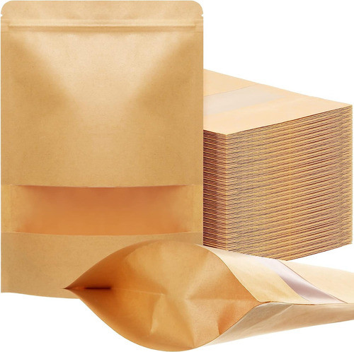 Bolsas Ziploc Papel Kraft Con Visor Pack 50 Un 10x15cm 0