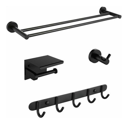 Set De 4 Accesorios Para Baño Negro Mate Iriber -871xykdv 0