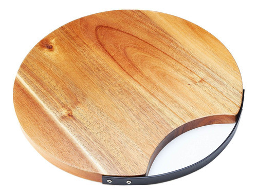 Tábua Para Servir Redonda Diam.30cm James.f De Madeira 0
