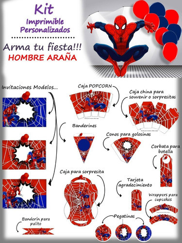 Kit Personalizado  Hombre Araña Para Imprimir 1