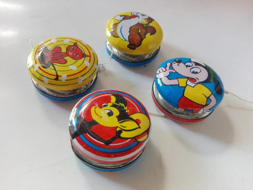 Lote 4 Retro Mini Yo-yo De Lata Chapa Japonés 1970's Sin Uso 1