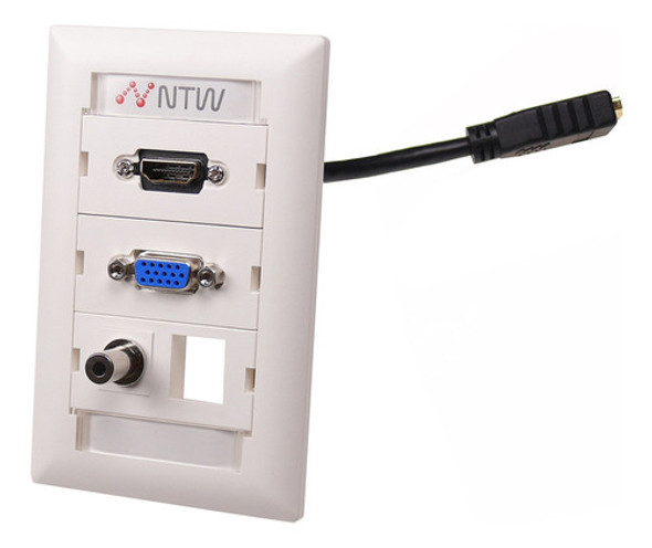 Archtech Y Ntw 3unc-vhp35b Personalizable Unimedia Wall Plat 1