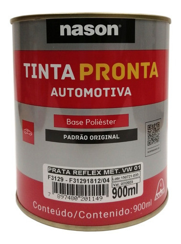 Pintura Automotriz Base Poliéster Plata Reflex Vw 900ml 0
