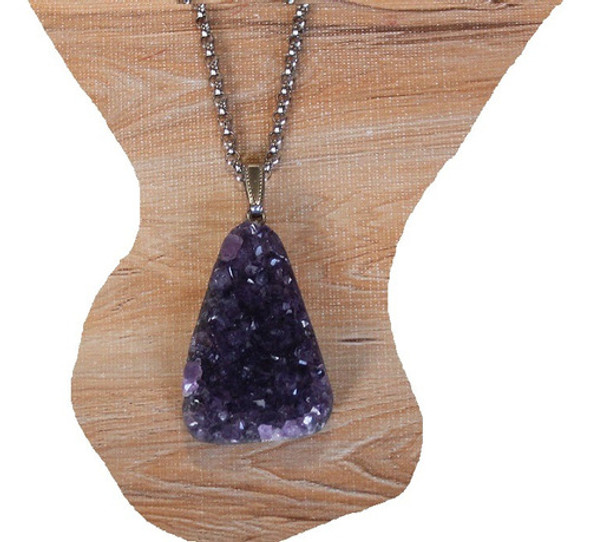 Drusa De Amatista Natural En Bruto Amatista Violeta Collar 0
