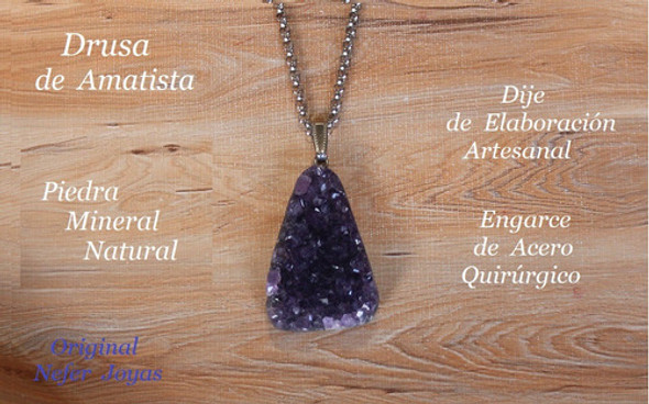 Drusa De Amatista Natural En Bruto Amatista Violeta Collar 1