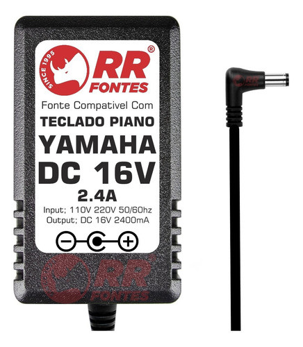 Fonte Dc 16v 2.4a Para Teclados Yamaha Pa-300 P-155s 0