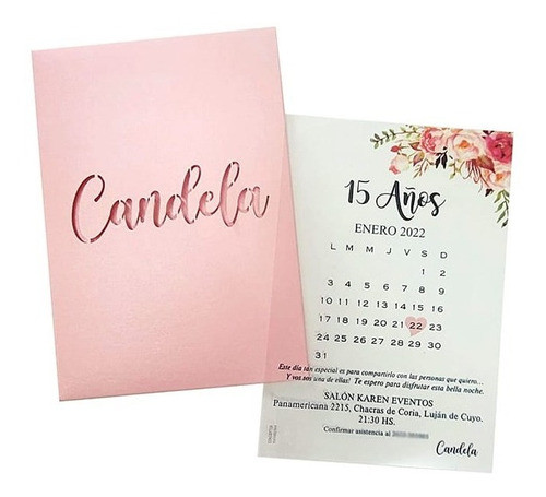 Tarjeta Invitación Transparente 15 Años Sobre Calado X35 0