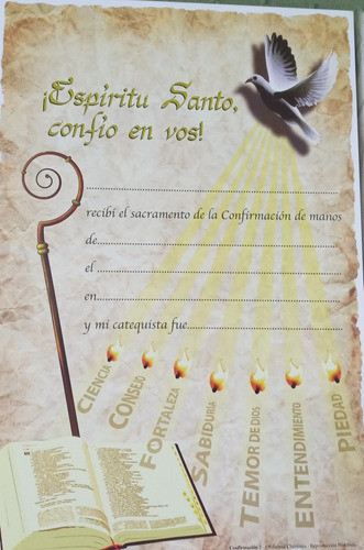 Diploma Recordatorio De Confirmación X 50 Papel 26x17.5 Cm 0