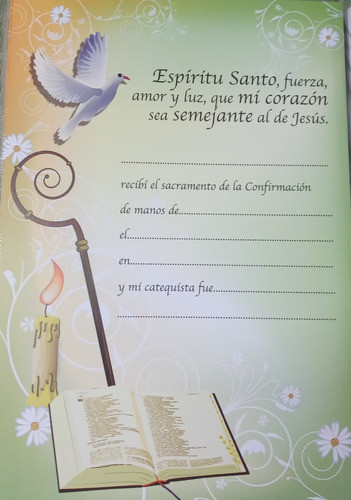 Diploma Recordatorio De Confirmación X 50 Papel 26x17.5 Cm 1