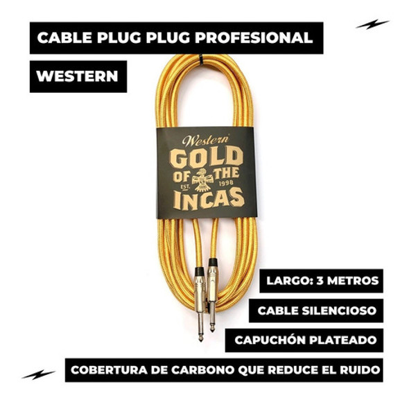 Cable Plug Western De Tela 3 Mts Profesional Guitarra Bajo 1 Cable Plug Western De Tela 3 Mts Profesional Guitarra Bajo 1