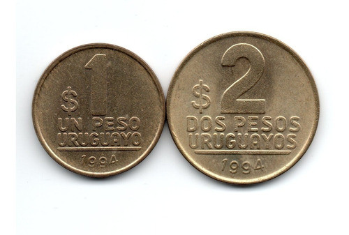 Uruguay Lote 2 Monedas 1 Y 2 Pesos Año 1994 Km#103/104 Ex 0