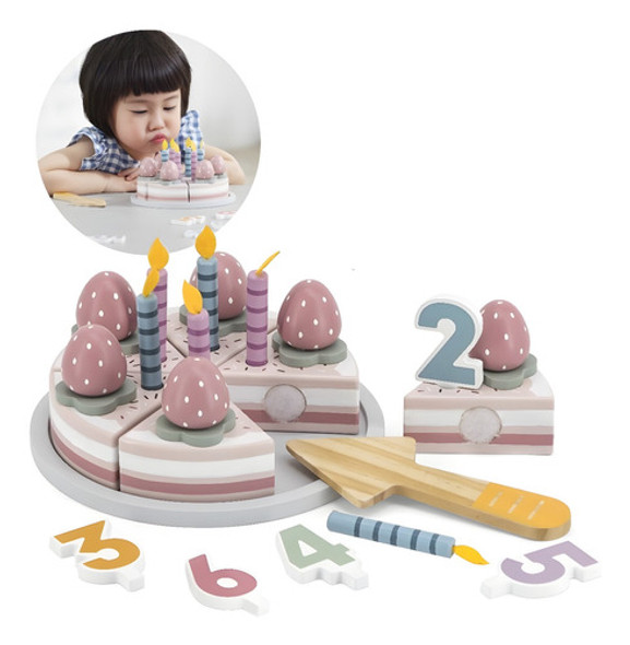 Torta De Cumpleaños De Madera Para Niños Juguete De Corte 0