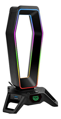 El Soporte Para Auriculares Portal Usb 3.0 Con Luces Duales 0