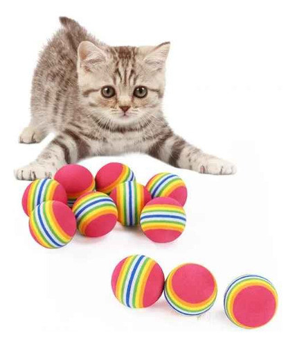 Juguete Pelotita Para Gato Arcoiris Pack X 3 Unidades 0