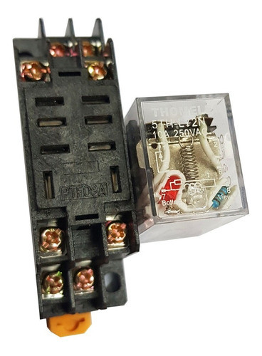 Relay Auxiliar Con Zócalo Para Riel Din 220v 10a 5th-ly2n 1