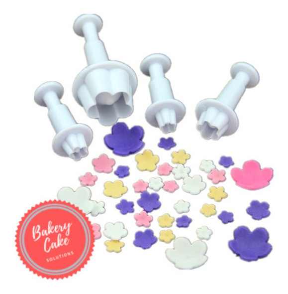 Set Expulsores Flor (x4 Uni) Fondant Porcelana Pasta Goma 0