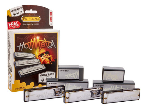 Armonica Hohner Hot Metal Pack X 3 C-g-a Liq# Nin# 0